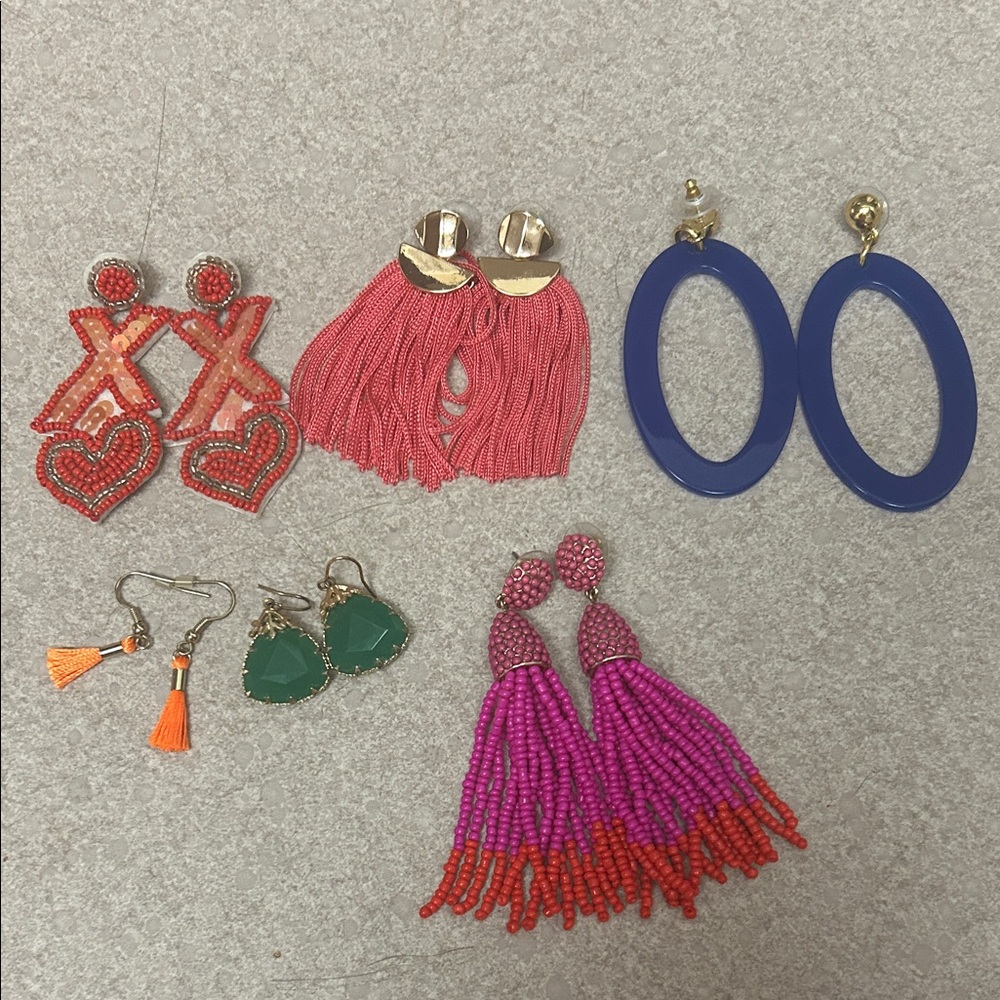 Colorful Beaded and tassel Earrings Set of 6!